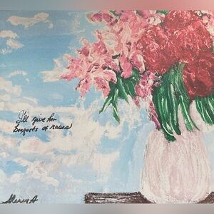 Canvas print of “I’ll give her bouquets of roses”